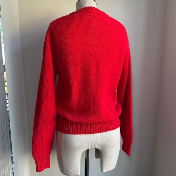Lands’ End Shetland Wool Sweater Red Crewneck — Made in Scotland (M) - Picture 6 of 8